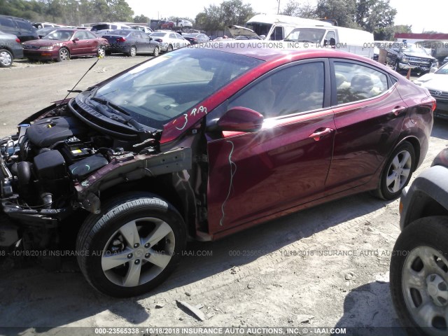 5NPDH4AE2DH392516 - 2013 HYUNDAI ELANTRA GLS/LIMITED RED photo 2