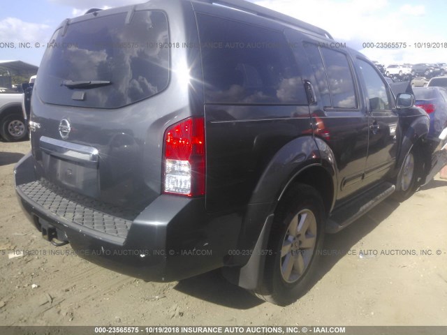 5N1AR1NN2BC628420 - 2011 NISSAN PATHFINDER S/LE/SE GRAY photo 4