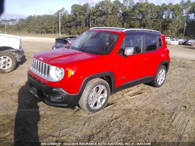 ZACCJADB9JPG68645 - 2018 JEEP RENEGADE LIMITED RED photo 2