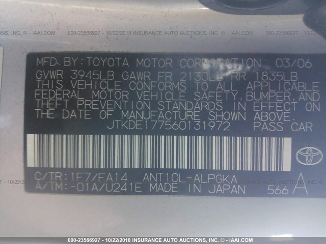 JTKDE177560131972 - 2006 TOYOTA SCION TC Gümüş foto 9