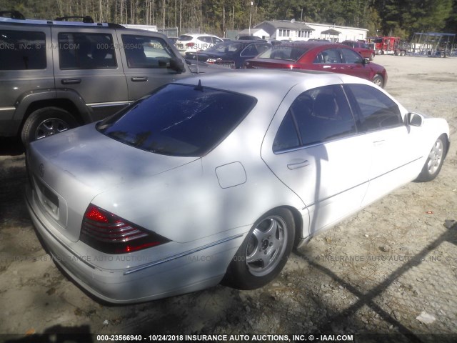 WDBNG70J01A209798 - 2001 MERCEDES-BENZ S 430 WHITE photo 4