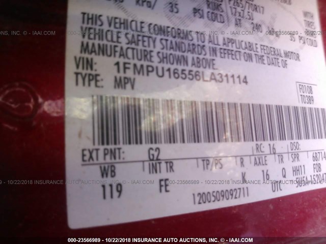 1FMPU16556LA31114 - 2006 FORD EXPEDITION XLT RED photo 9