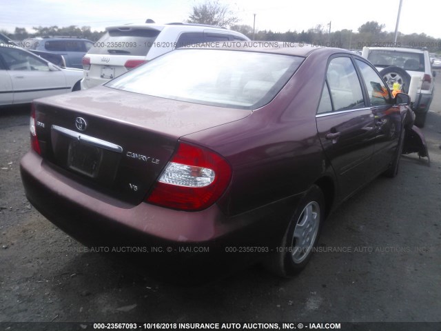 4T1BF30K22U034300 - 2002 TOYOTA CAMRY LE/XLE/SE 红色 照片 4