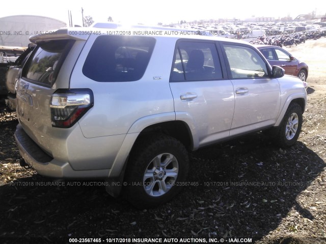 JTEBU5JR7G5287188 - 2016 TOYOTA 4RUNNER SR5 PREM/LTDL/TRAIL/TRD SILVER photo 4