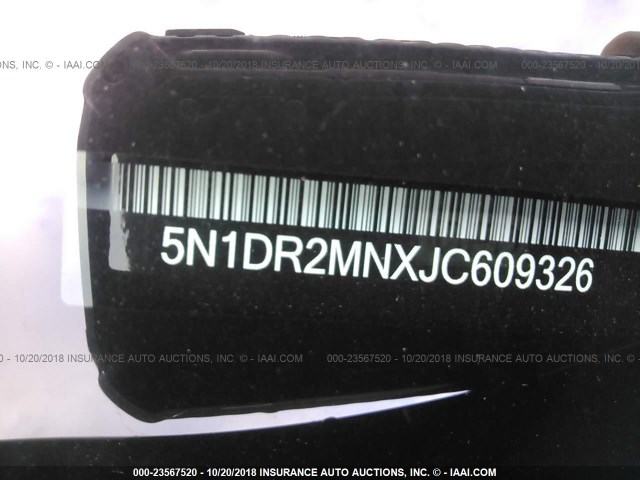 5N1DR2MNXJC609326 - 2018 NISSAN PATHFINDER S/SV/SL/PLATINUM BLACK photo 9