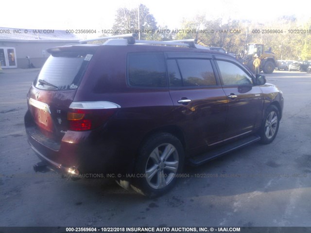 JTEES42A882063436 - 2008 TOYOTA HIGHLANDER LIMITED RED photo 4
