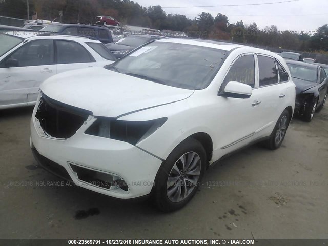 5FRYD4H41EB040973 - 2014 ACURA MDX TECHNOLOGY WHITE photo 2