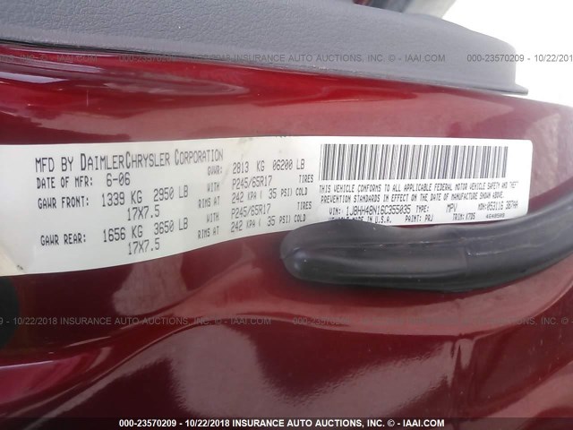 1J8HH48N16C355035 - 2006 JEEP COMMANDER RED photo 9