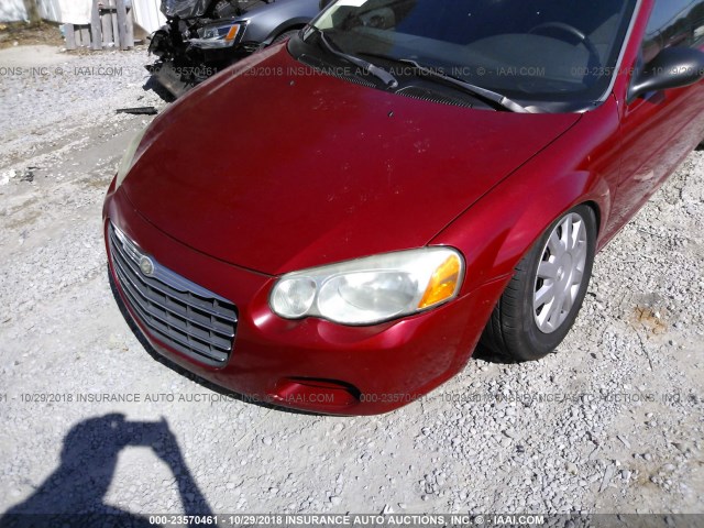 1C3EL46X86N142654 - 2006 CHRYSLER SEBRING RED photo 6