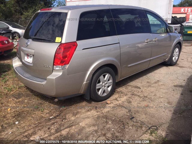 5N1BV28U14N335916 - 2004 NISSAN QUEST TAN photo 4