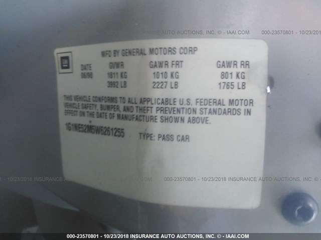 1G1NE52M5W6261255 - 1998 CHEVROLET MALIBU LS Gümüş foto 9