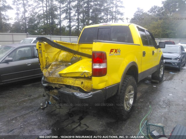 1FTPW14574KB84579 - 2004 FORD F150 SUPERCREW YELLOW photo 4
