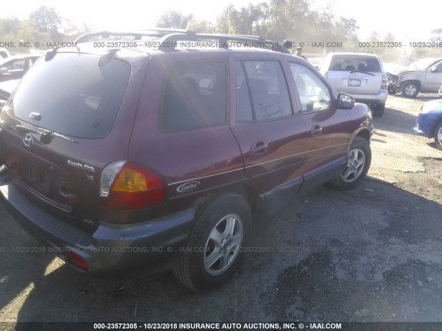 KM8SC73D13U452992 - 2003 HYUNDAI SANTA FE GLS/LX RED photo 4