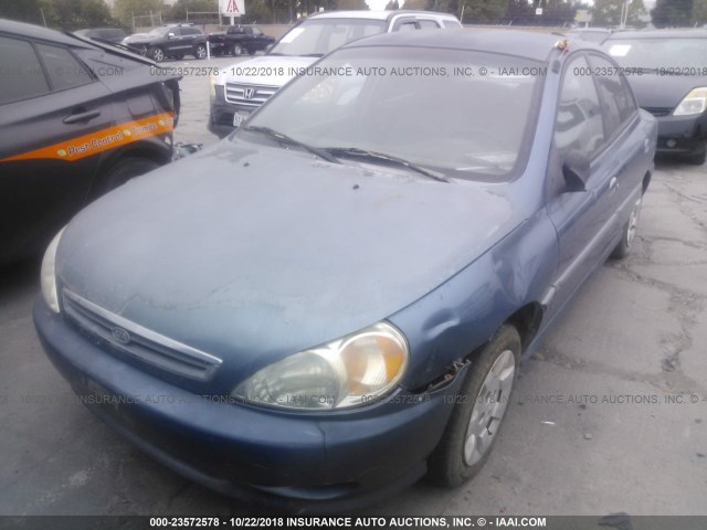 KNADC123126125334 - 2002 KIA RIO BLACK photo 2