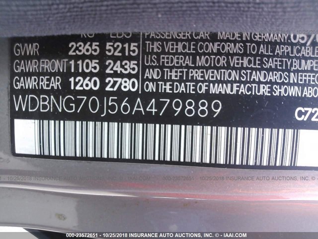 WDBNG70J56A479889 - 2006 MERCEDES-BENZ S 430 GRAY photo 9