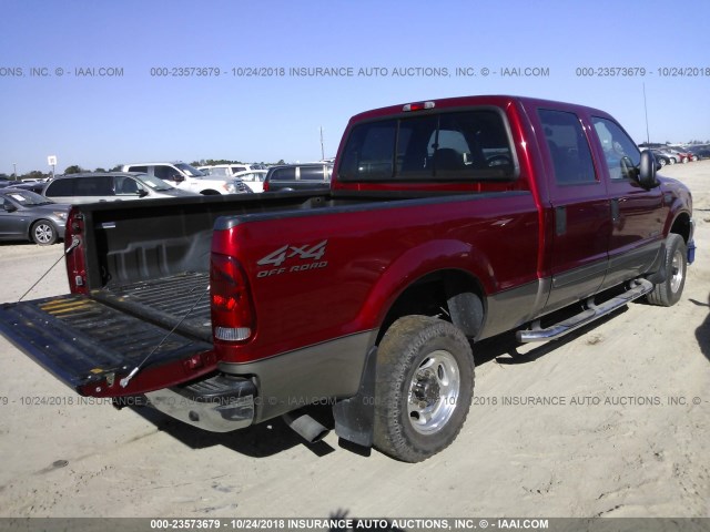 1FTNW21F42ED02402 - 2002 FORD F250 SUPER DUTY RED photo 4