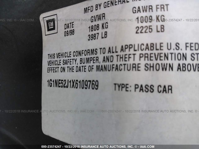 1G1NE52J1X6109769 - 1999 CHEVROLET MALIBU LS Yaşıl foto 9