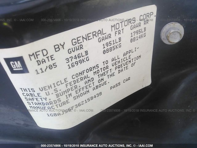 1G8AJ55F36Z158438 - 2006 SATURN ION LEVEL 2 灰色 照片 9