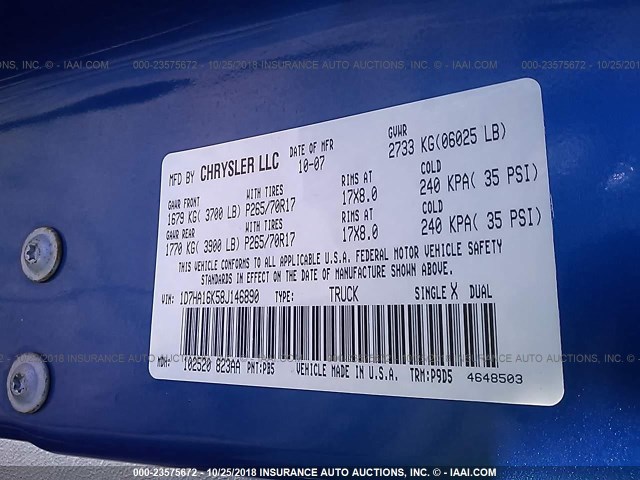 1D7HA16K58J146890 - 2008 DODGE RAM 1500 ST BLUE photo 9