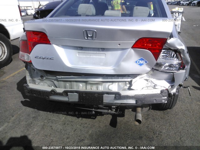 1HGFA46527L000495 - 2007 HONDA CIVIC GX SILVER photo 6