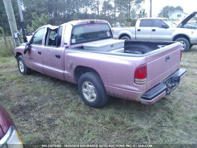 1B7HL2AX31S225620 - 2001 DODGE DAKOTA QUAD PINK photo 3