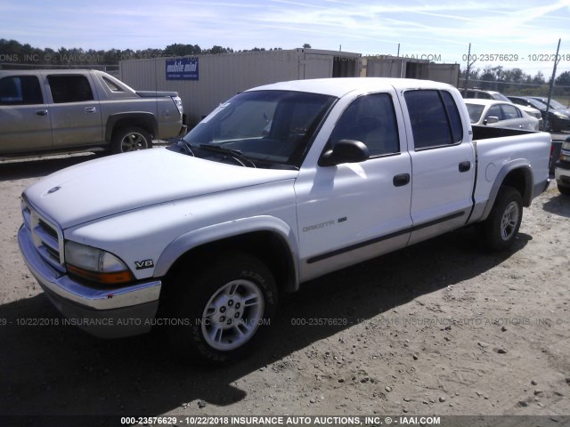 1B7GL2AZ2YS669143 - 2000 DODGE DAKOTA QUAD WHITE photo 2