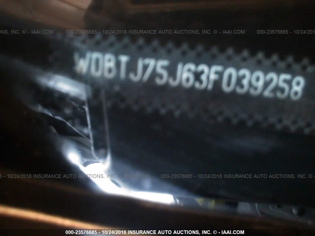WDBTJ75J63F039258 - 2003 MERCEDES-BENZ CLK 500 BLACK photo 9