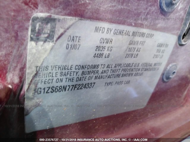 1G1ZS68N77F224337 - 2007 CHEVROLET MALIBU MAXX LS MAROON photo 9