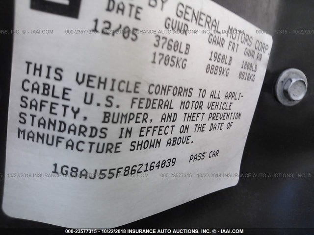 1G8AJ55F86Z164039 - 2006 SATURN ION LEVEL 2 绿色 照片 9