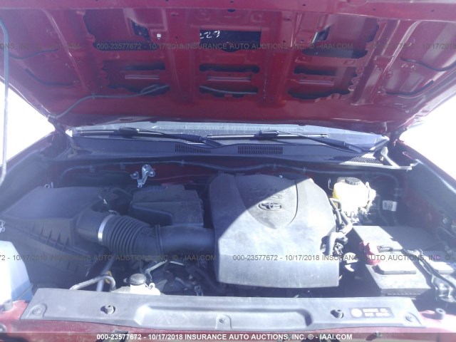 5TFCZ5AN2GX007799 - 2016 TOYOTA TACOMA DBL CAB/SR/SR5/TRD SPT/OR RED photo 10