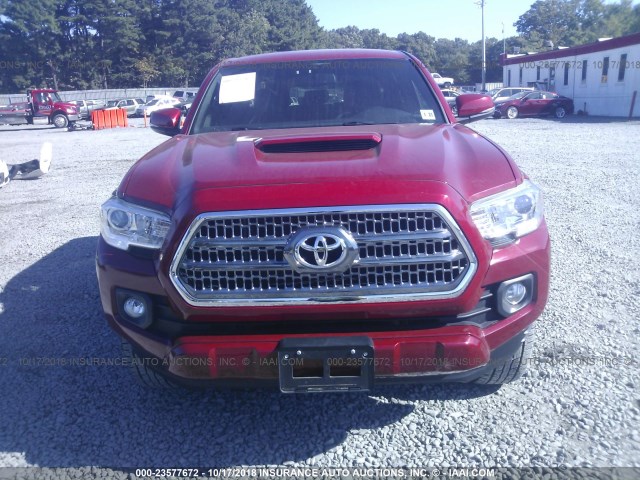 5TFCZ5AN2GX007799 - 2016 TOYOTA TACOMA DBL CAB/SR/SR5/TRD SPT/OR RED photo 6