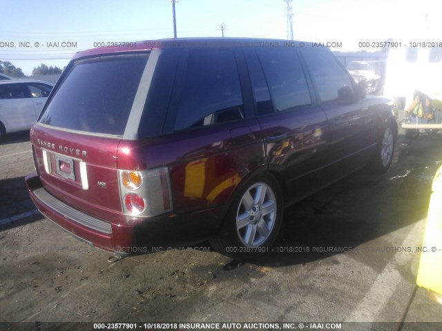 SALME11434A158240 - 2004 LAND ROVER RANGE ROVER HSE BURGUNDY photo 4