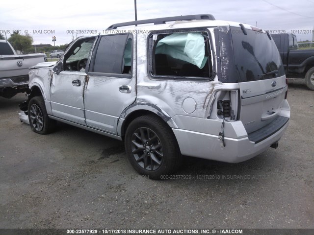 1FMJU1KT1HEA42709 - 2017 FORD EXPEDITION LIMITED SILVER photo 3