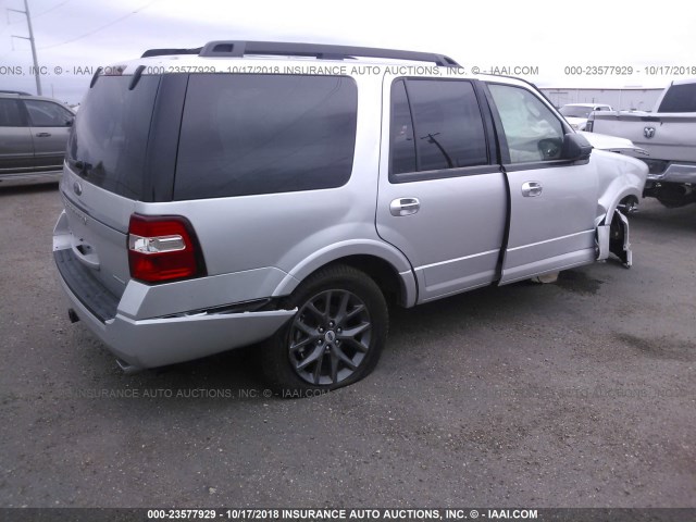 1FMJU1KT1HEA42709 - 2017 FORD EXPEDITION LIMITED SILVER photo 4