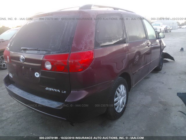 5TDZK23C68S102897 - 2008 TOYOTA SIENNA CE/LE MAROON photo 4