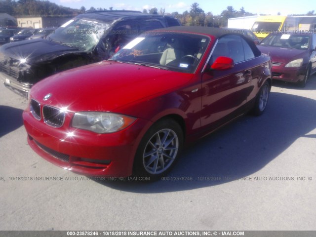 WBAUL7C58BVM79439 - 2011 BMW 128 I RED photo 2