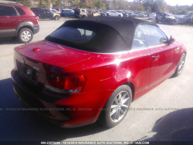 WBAUL7C58BVM79439 - 2011 BMW 128 I RED photo 4