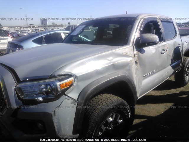 3TMCZ5ANXJM141604 - 2018 TOYOTA TACOMA DBL CAB/SR/TRDSPT/OR/PRO GRAY photo 6