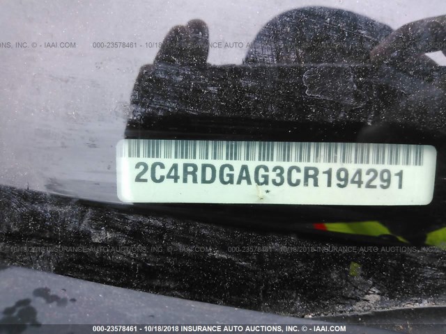 2C4RDGAG3CR194291 - 2012 DODGE RAM VAN WHITE photo 9