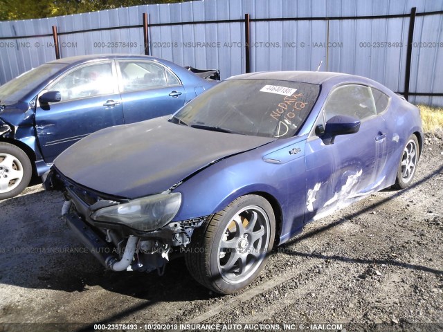 JF1ZNAA19E9700596 - 2014 TOYOTA SCION FR-S BLUE photo 2