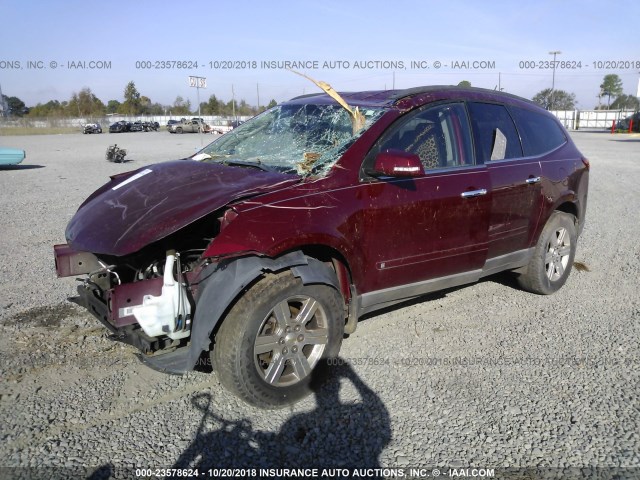 1GNLRGED0AS110017 - 2010 CHEVROLET TRAVERSE LT MAROON photo 2