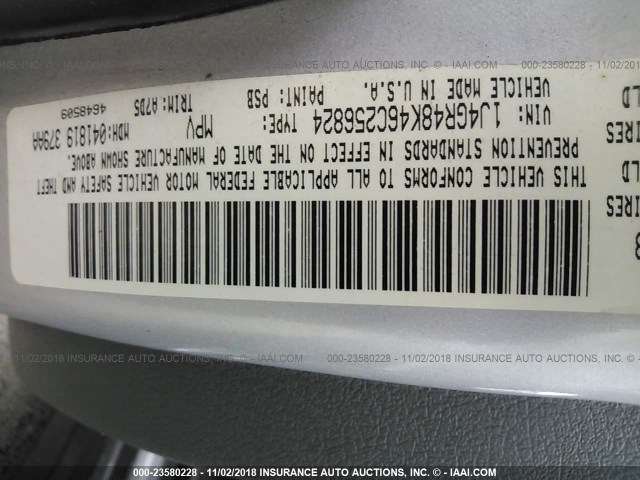 1J4GR48K46C256824 - 2006 JEEP GRAND CHEROKEE LAREDO/COLUMBIA/FREEDOM 银色 照片 9