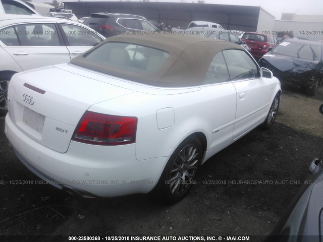 WAUAF48H89K002419 - 2009 AUDI A4 2.0T CABRIOLET WHITE photo 4