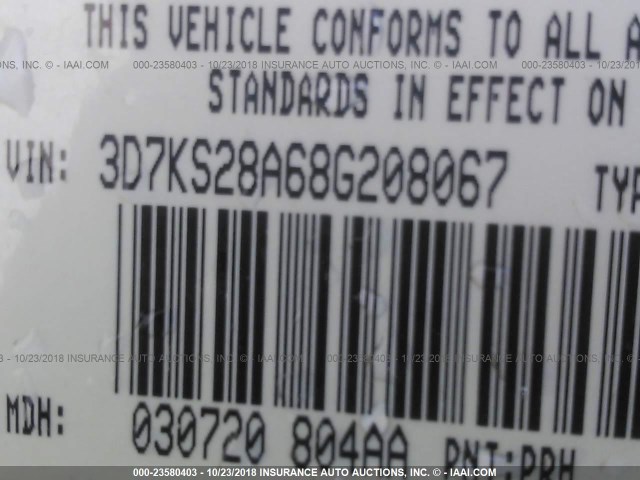 3D7KS28A68G208067 - 2008 DODGE RAM 2500 ST/SLT 红色 照片 9