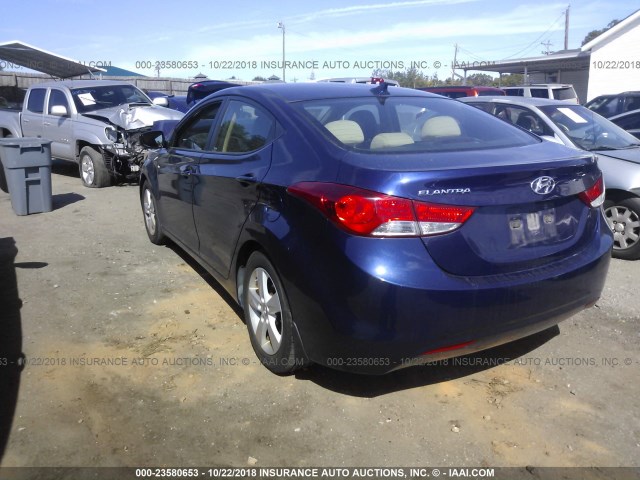 5NPDH4AE8DH240658 - 2013 HYUNDAI ELANTRA GLS/LIMITED BLUE photo 3