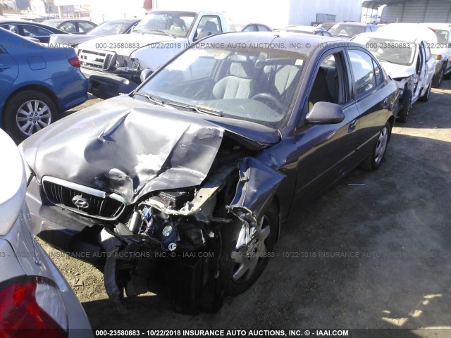 KMHDN45D22U341428 - 2002 HYUNDAI ELANTRA GLS/GT GRAY photo 2