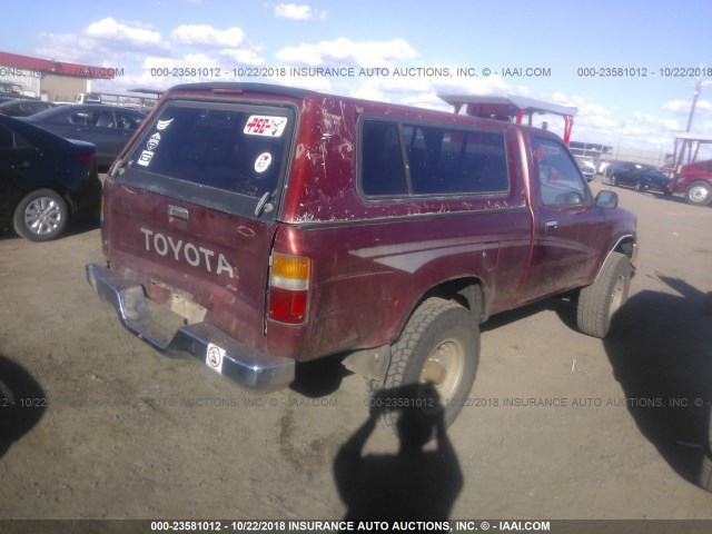 JT4RN01P0L7026680 - 1990 TOYOTA PICKUP 1/2 TON SHORT WHEELBASE DLX RED photo 4