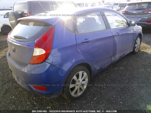 KMHCU5AE4EU145790 - 2014 HYUNDAI ACCENT GLS/SE BLUE photo 4