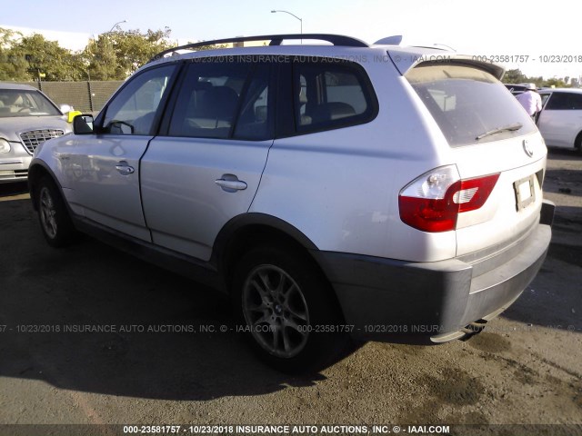 WBXPA73454WB22347 - 2004 BMW X3 2.5I SILVER photo 3