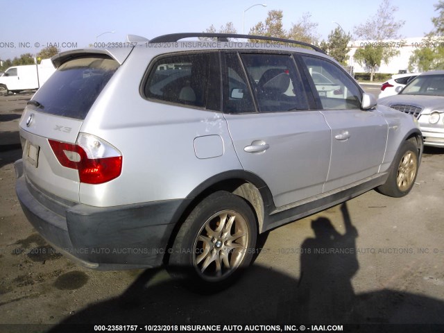 WBXPA73454WB22347 - 2004 BMW X3 2.5I SILVER photo 4